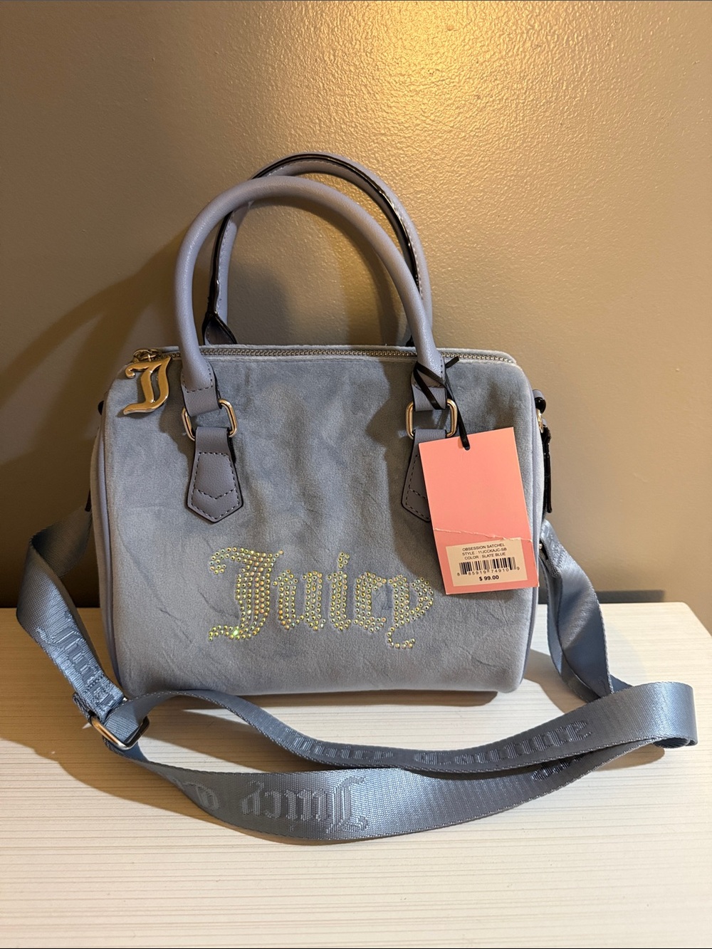 Juicy Couture Slate Blue Obsession Satchel $99